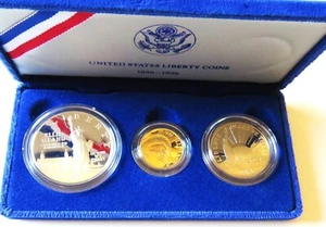 Monedas Liberty de Estados Unidos 1986 - conjunto de 3 con certificado de autenticidad (S1) - Imagen 1 de 12