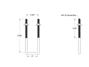 Pack of 4 Sq U Bolt 304 Stainless Steel, 3/8"-16 Thread Size, 2"  W, 6-5/8" H - Picture 1 of 1