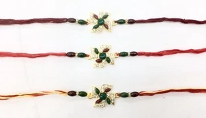 Diamante and Beading Swastik Shape–Rakhi Thread/Rakhi Bracelet/Bhaiya Series - Picture 1 of 4