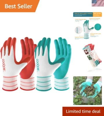 Luvas de trabalho femininas revestidas de borracha duráveis - Acessórios de jardinagem multiuso - Imagem 1 de 4