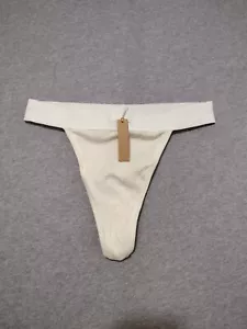 SKIMS Damen Baumwollmischung Stretch Jersey Ripp Tanga Knochen Gr. S PN-STT-0040 - Bild 1 von 8