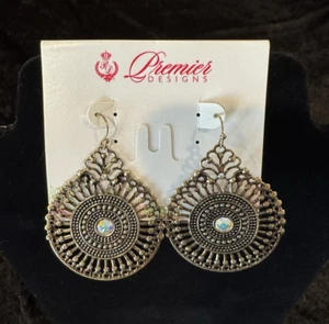 Premier Designs Nova Earrings Antique Brass Plated RV $23 NIB - Picture 1 of 6