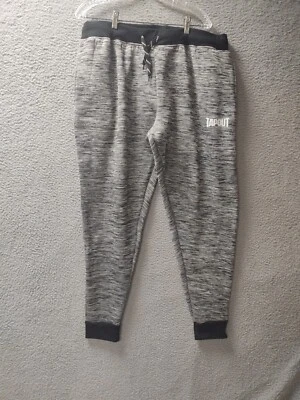 Tapout 紧身慢跑裤女式 XL 黑色灰色条纹锻炼瑜伽运动服 — 第 1/4 张图片