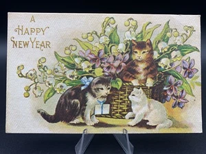THE KITTENS NEW YEAR - vintage Victorian New Year’s postcard, unused - Picture 1 of 2