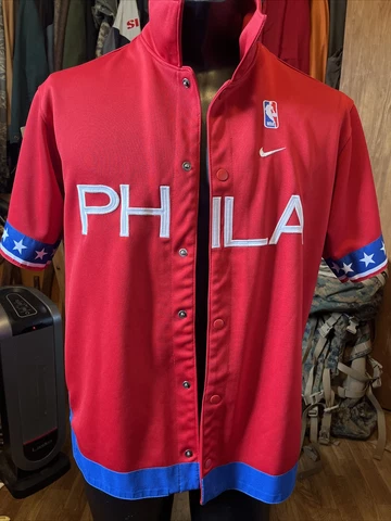 Vtg Nike NBA Philadelphia 76ers Sixers  NBA Warmup red Jersey Jacket phila Cover