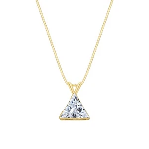1/2 Ct Triangle Lab Created Grown Diamond Pendant Necklace 14K Yellow Gold F/VS - Picture 1 of 1