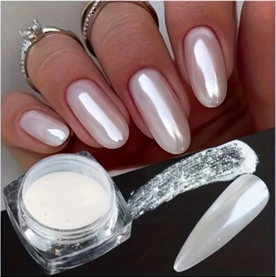 White Pearl Chrome Nail Powder Glitter Art Powder Dust Glimmer Hot Nails Premium - Image 1 of 4
