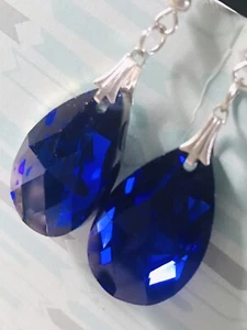 Fashion Woman TearDrop Rhinestone Blue Earrings - Picture 1 of 5