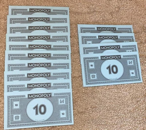 2017 Monopoly Game Replacement Pieces 14 Blue $10 Bills - Picture 1 of 4