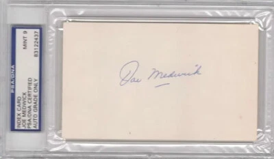 Joe “Ducky” Medwick HOF Signed PSA Mint 9 Index Card St. Louis Cardinals L@@K - Image 1 of 2