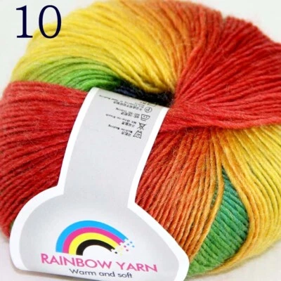 AIPYARN 1BallsX50gr Hand Shawls Rainbow Cashmere Wool Knitting Crochet Yarn 10 - Image 1 of 4