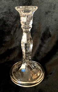 Beautiful Etched Crystal Candlestick Holder...Floral Design 7.5" Unmarked - Picture 1 of 4