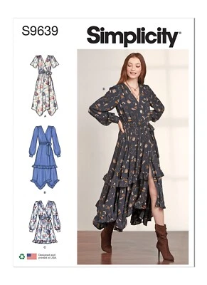 SIMPLICITY 9639 MISSES WRAP DRESSES in Sizes 6-14 & 14-22 Skill: AVERAGE - Image 1 of 4