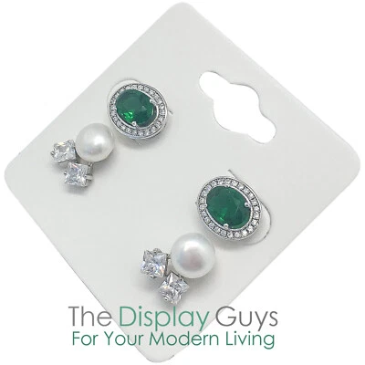 100pc 2x2" Inch White Paper Earrings Display Hanging Cards for Accessory Jewelry - Image 1 of 4