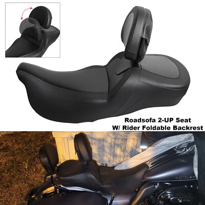 Asiento de sofá de carretera de dos plazas con respaldo para conductor para Harley Touring Street Glide 2009-23 Foto 1 de 4