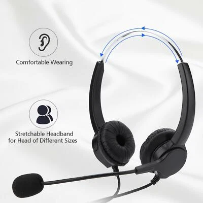 Cuffie binaurali cordate cancellazione rumore call center vivavoce + microfono - Immagine 1 di 4