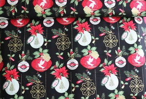 Studio E Christmas Village quilting Cotton Fabric w/Metallic BTY or BTHY Black - Picture 1 of 6