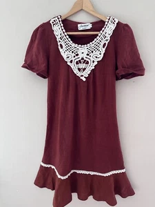 Vintage Jasmine London Womens Sweater Mini Dress UK Size M US S Orange Coquette - Picture 1 of 11