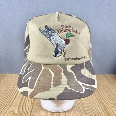 Vintage DUCKS UNLIMITED Hat Cap W/ Pin SnapBack Camo Sebastopol Dorfman Pacific - Image 1 of 4