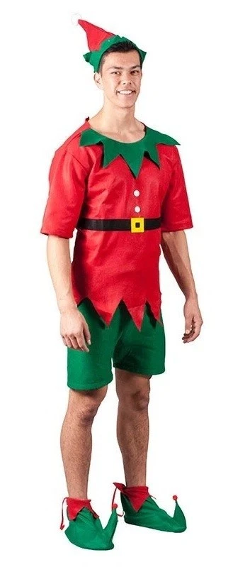 男式圣诞圣诞老人精灵服装 - 夏季精灵短裤 - 成人中号 — 第 1/1 张图片