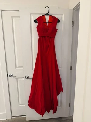 Vestido Formal Rojo Personalizado Novia Baile de graduación Talla 00 - Elegante Vestido de Noche Foto 1 de 4