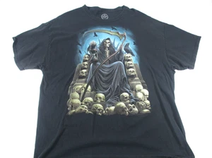 Camiseta DOM Grim Reaper On Skull Throne gótica para hombre negra 2XL - Imagen 1 de 6