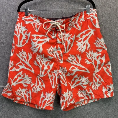 Nautica Men's Swim Trunks XL Red Coral Print Polyester Quick-Dry - Image 1 of 4