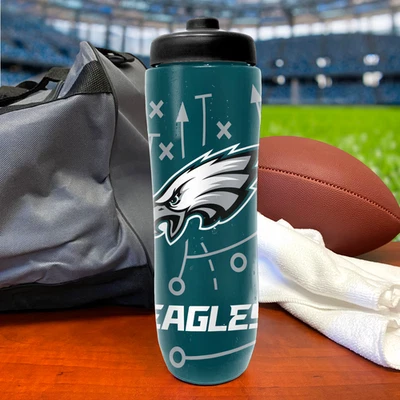 Garrafa de água NFL Philadelphia Eagles Squeezy sem BPA comporta 32 onças.  Novo 2025 - Imagem 1 de 3
