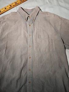 VTG Banana Republic Safari Shirt Mens Red Pigment Green Faded Seersucker 80s - Picture 1 of 11