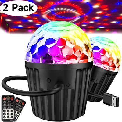 Paquete de 2 mini luces portátiles de bola de discoteca memzuoix para fiesta, luz estroboscópica RGB DJ... Foto 1 de 4