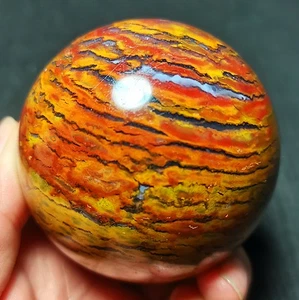 RARE 418.2G Natural Polished Colorful Banded Agate Sphere Ball Healing R1981 - Picture 1 of 13