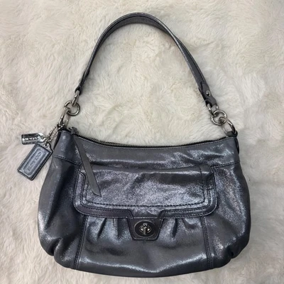 Coach Poppy Leather Groovy Crossbody Purse 17919 Gunmetal Shimmer Metallic Bag - Image 1 of 4