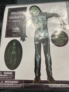 New Glow In The Dark Skeleton 4 Piece Halloween Costume Toddler Size 3-4 - Picture 1 of 5