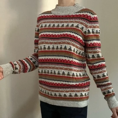 Suéter J Crew Fair Isle Mujer XXL Multicolor Corderos Mezcla de Lana Preppy Invierno NUEVO Foto 1 de 4