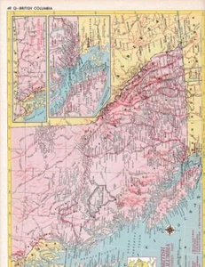 Vintage British Columbia Kanada Karte von 1953 / 9x12 / 70+ Jahre alt - Bild 1 von 1