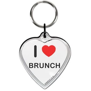 Brunch I Love Heart Shaped Key Ring (52mm x 36mm) - Picture 1 of 2