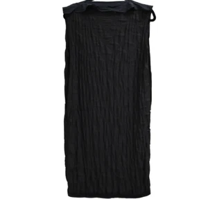 Lanvin Midi Sheath Dress Size 36 US 4 Black Sleeveless Crinkled Silk Minimalist - Picture 1 of 9