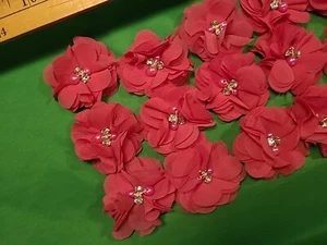 22 PCs Pink Flower W/Crystal Ctr Sewing Appliques Doll Clothes Headbands, Dress  - Picture 1 of 14