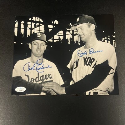 Don Larsen & Carl Erskine Signed B&W Photo Autograph Yankees Dodgers COA JSA-1 # - Image 1 of 3