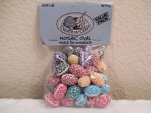 40 Pc Package Of Create A Craft Mosaic Oval Polymer Beads ~ Use As Easter Eggs - Picture 1 of 12