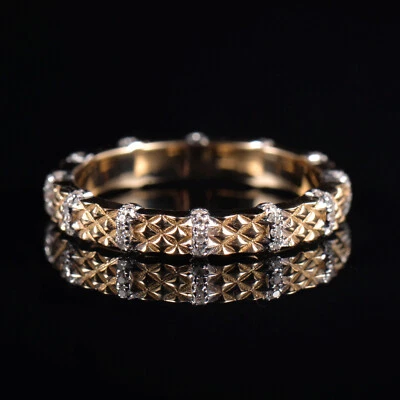 Classic Argyle Bridal Natural Diamond Women Ring Stackable Solid 14K 2-Tone Gold - Image 1 of 4