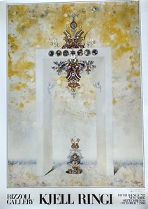 Kjell Ringi Art Litho Print Poster Signed 1980 Rizzoli Gallery NYC 27x39 Vintage - Picture 1 of 4