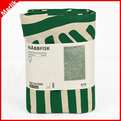 IKEA NABBFISK Tablecloth 57x94 Table Cloth Green/Off White 905.710.81 Cotton NEW - Image 1 of 2