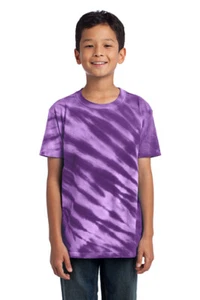 Port & Company PC148Y Youth Tiger Stripe Tie-Dye Short Sleeve Tee T-Shirt - Picture 1 of 10