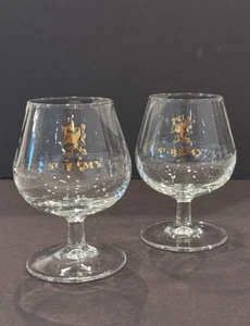 "Juego de 2 St Remy Gold Script Logo Tallo Snifter Vidrio Brandy Francés 3,5x1,5""" - Imagen 1 de 7