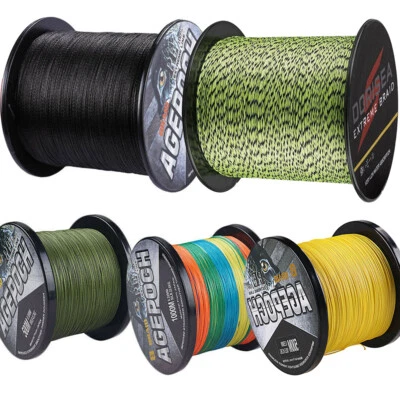 UK 4/8 Strands pe Braid Fishing Line Black Multicolour Green 100-2000m 10~300LB  - Image 1 of 4