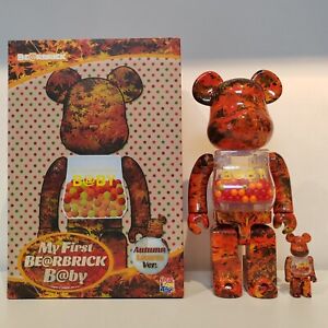 Bearbrick 400%＋100% Maple Leaf Qianqiu 28cm+7cm Premium Edition Gift Doll Bear