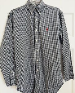 Ralph Lauren Classic Fit Black and White Gingham Check Long Sleeve Button Down S