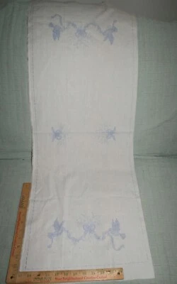 Stamped Cross Stitch Dresser Scarf Table Runner Dove Bird & Swag Fast Shipping - Image 1 of 3