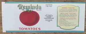 Label Can Reminda Brand Columbus Canning Wisconsin File Copy Tomatoes - Picture 1 of 1